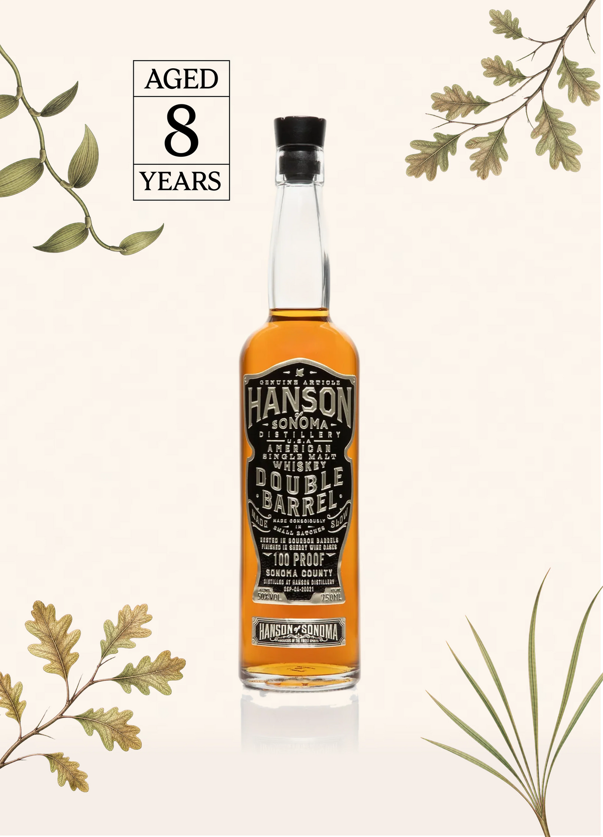 Hanson 8-Year Double Barrel Whiskey 2026 Release with botanical elements