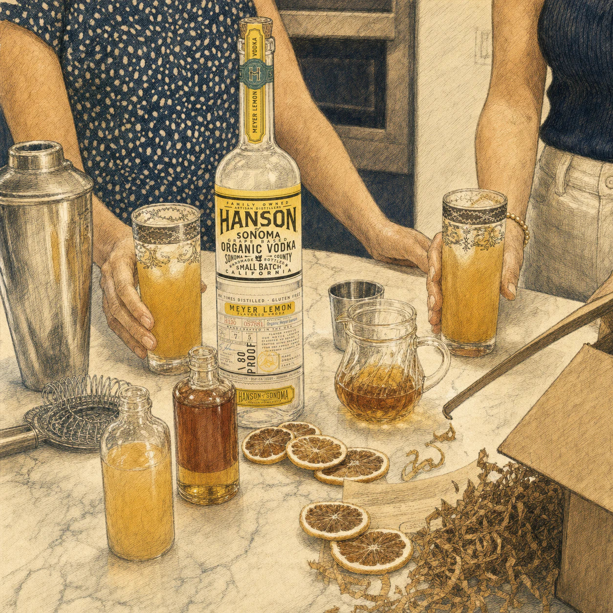 Hanson of Sonoma mixologist club cocktail making