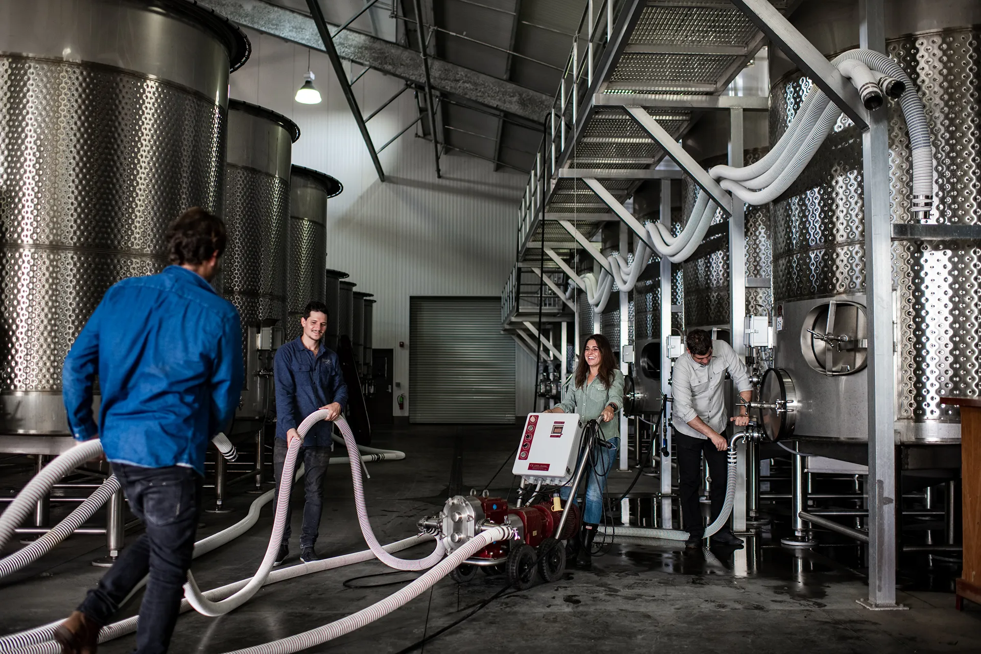 Darren Hanson checking the fermentation tanks