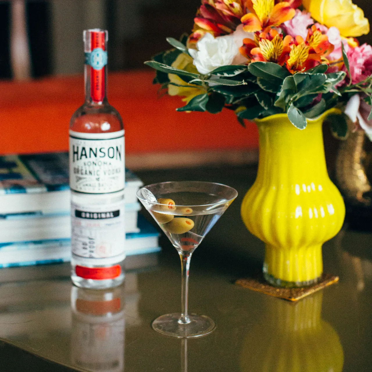 Dirty Martini cocktail, made using Hanson Original Vodka